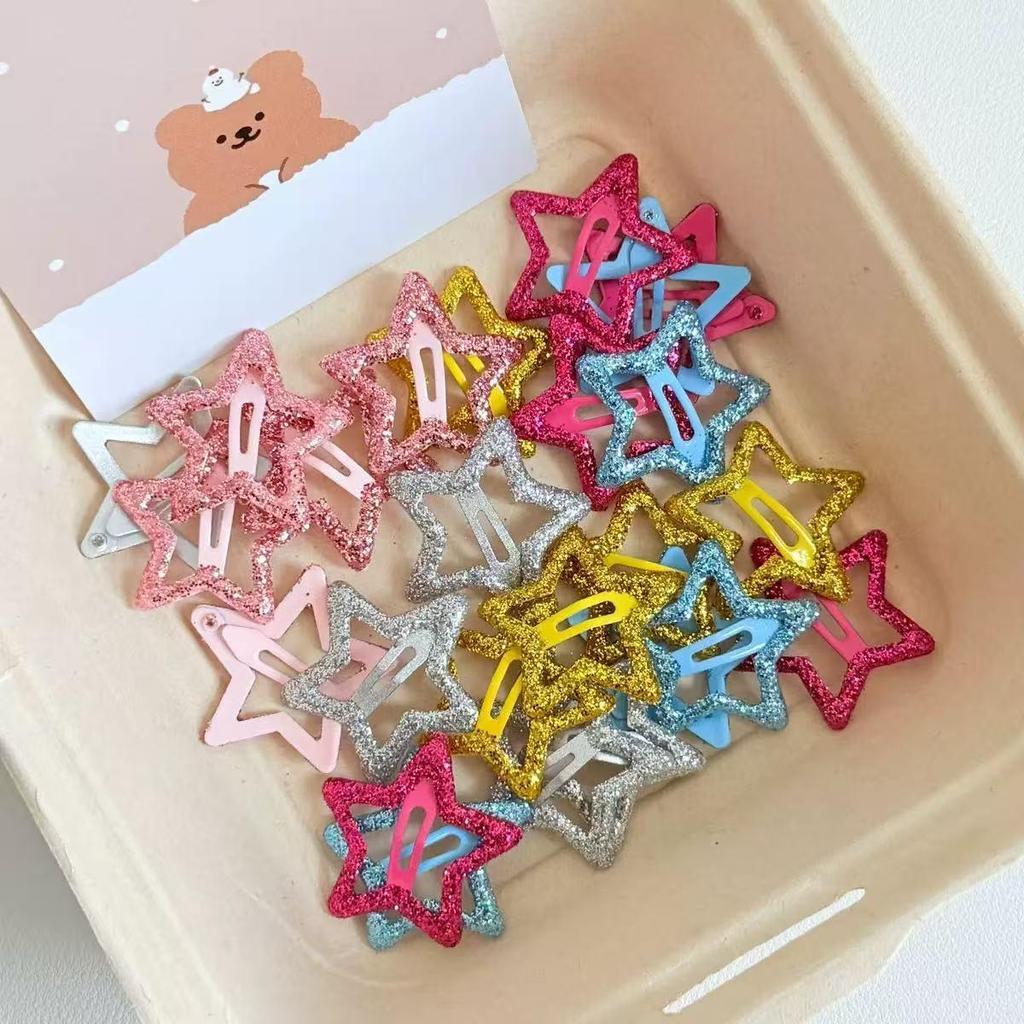 Kit 6/12/18 Grampo De Cabelo Estrela Feminino Com Brilho Para Cabelos Aleatórios