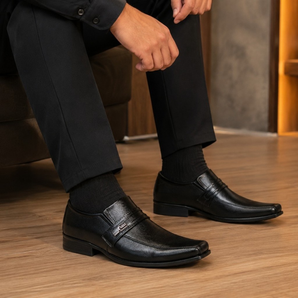 Sapato Masculino Couro Sintético Macio E Confortável Leve Dia a Dia Trabalho Igreja Casamento Festas
