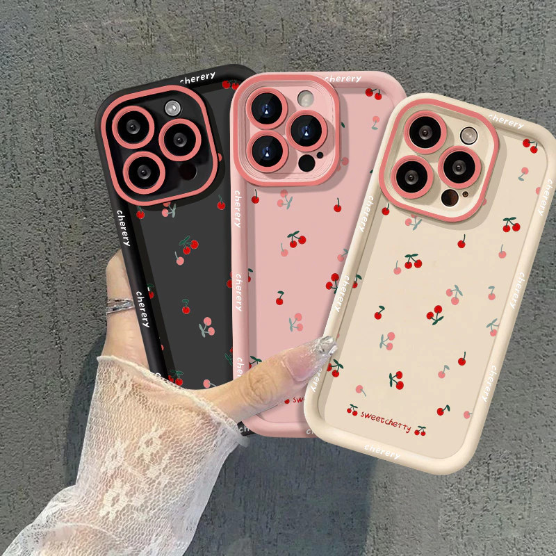Capinha Capa Para Samsung A03 A04 A05 A12 A13 A15 A23 A32 A35 A50 A52 A71 A72 Silicone À Prova de Choque Sweet Cherry