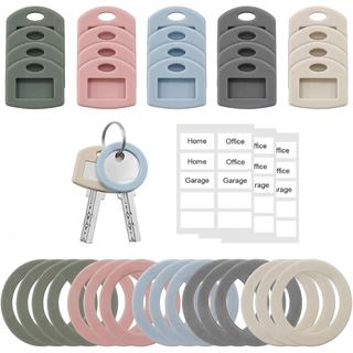 Conjunto de 50 Capas de Silicone para Chaves com Etiquetas para Chaves de Casa, Proteção para Chaves, Identificadores de