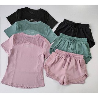Conjunto Esportivo Feminino de 2 Peças, Roupa de Yoga de Secagem Rápida para Corrida ao Ar Livre no Verão