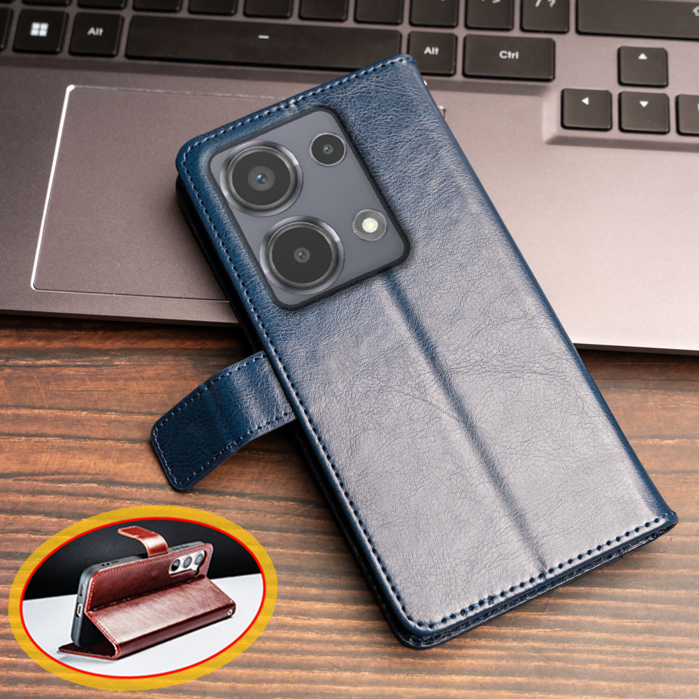 Para Xiaomi Poco M6 Pro 4G Redmi Nota 13 Vintage Clássico Couro Carteira Caso Fl