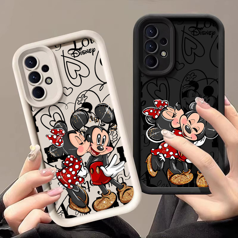 Capa de celular em formato de coração do Mickey e da Minnie, adequada para Samsu