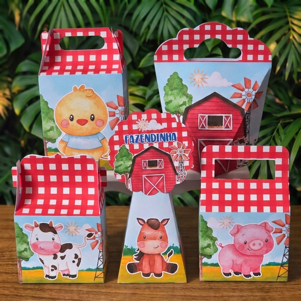 Kit Festa Caixinhas FAZENDINHA VERMELHA lembrancinhas personalizadas para aniversario infantil decoração mimos