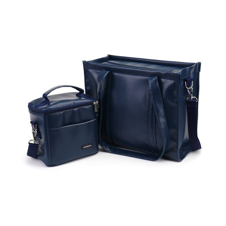 Kit Bolsa Tote Midi Alça + Térmica Move Mini Azul Atlântico
