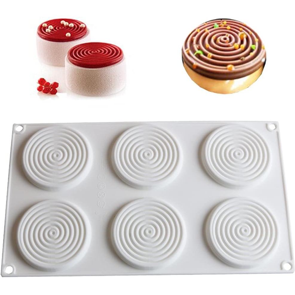 Forma de Silicone em Espiral com 6 Furos, Moldes 3D para Bolos, Mousse, Sorvetes, Chocolate, Pastelaria, Utensílio de Co