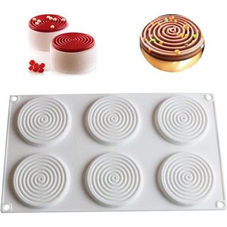 Forma de Silicone em Espiral com 6 Furos, Moldes 3D para Bolos, Mousse, Sorvetes, Chocolate, Pastelaria, Utensílio de Co