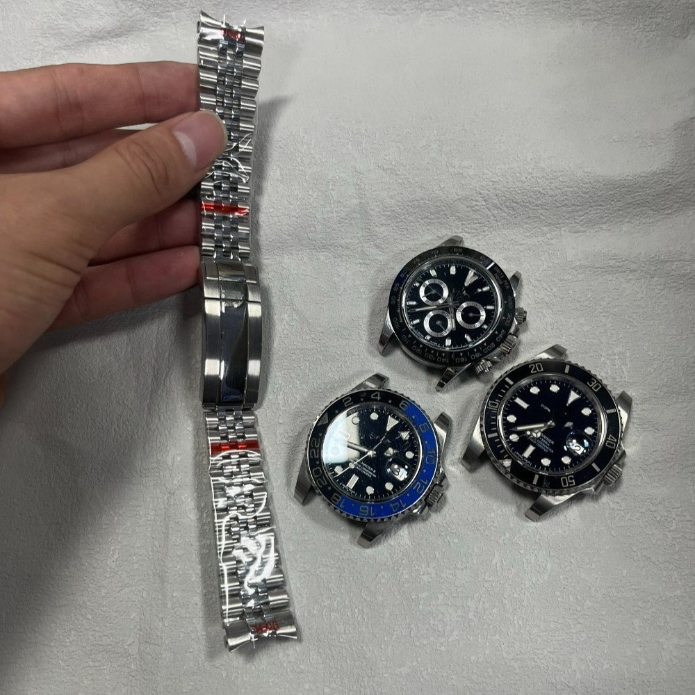 Pulseira De 20mm Para Rolex GMT Master daytona Prata Glide Lock Fecho Relógio De Pulso Jubileu Com Ostra