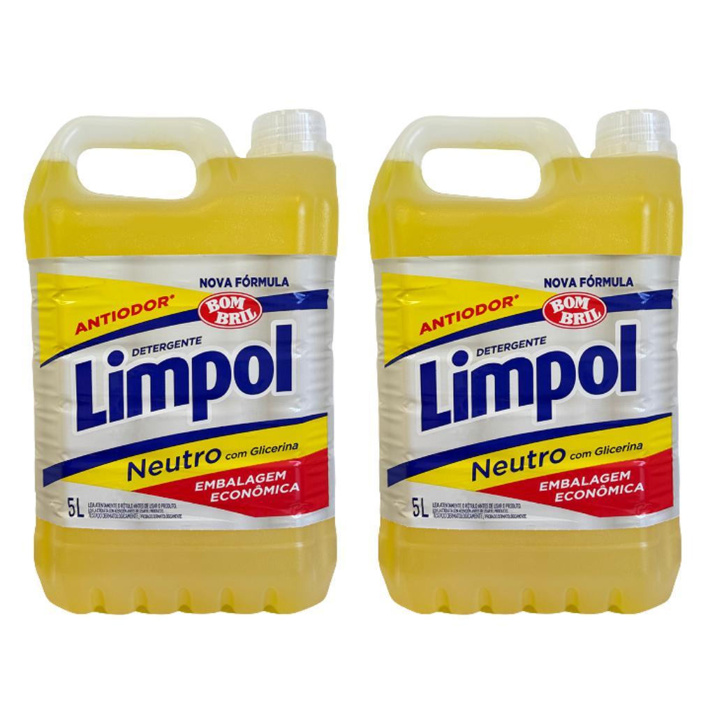 Kit Com 2 Detergentes Líquidos Neutro Limpol 5 Litros Cada