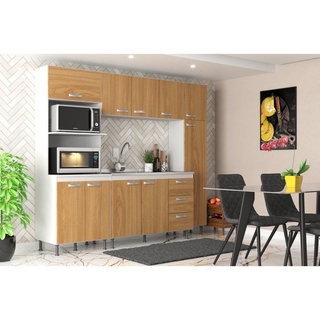 Cozinha Modulada 4 Peças Ipanema Amarelo/Cinnamomo Cinamomo