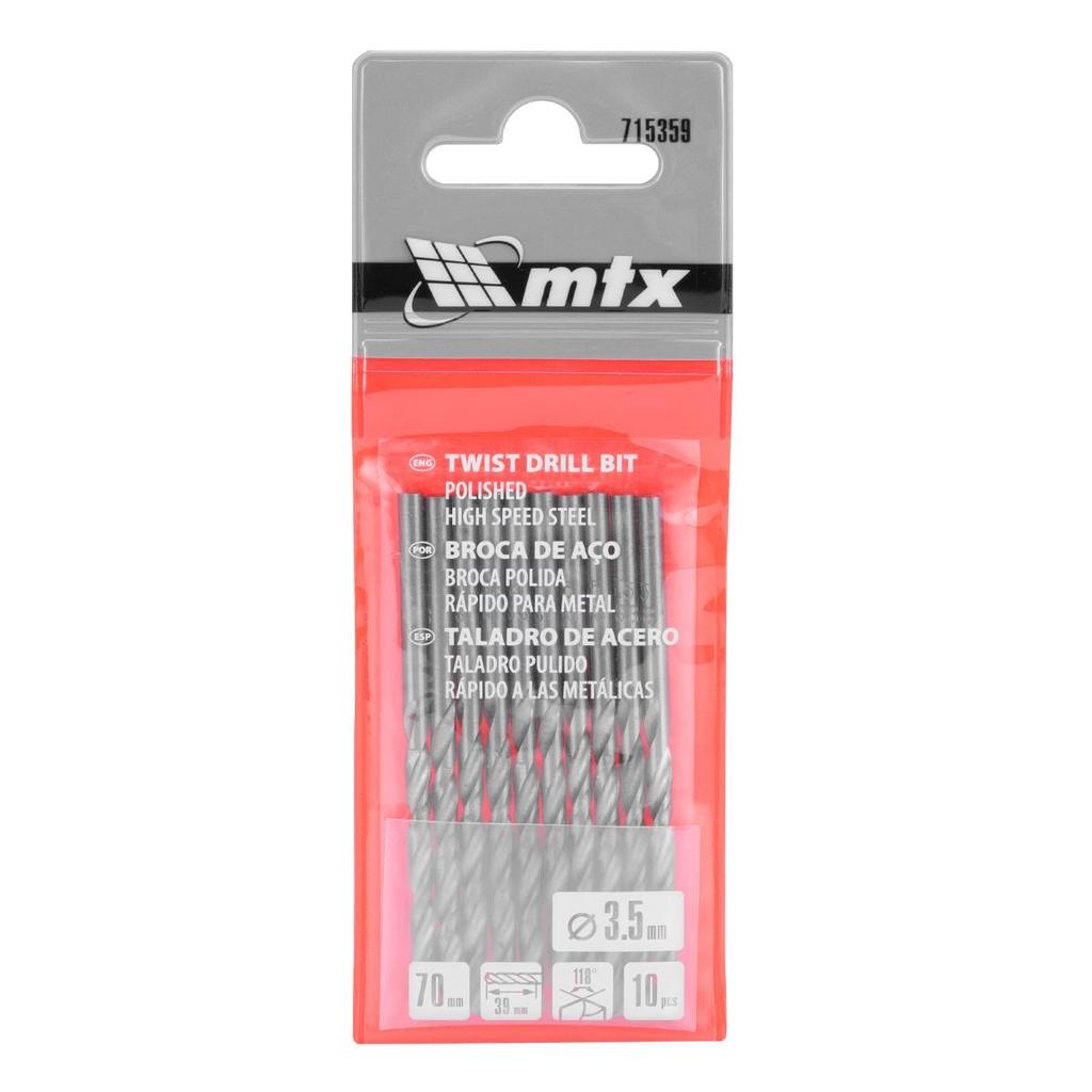 Jogo Brocas Aço Rápido 3,5 mm 10 Peças Mtx HSS