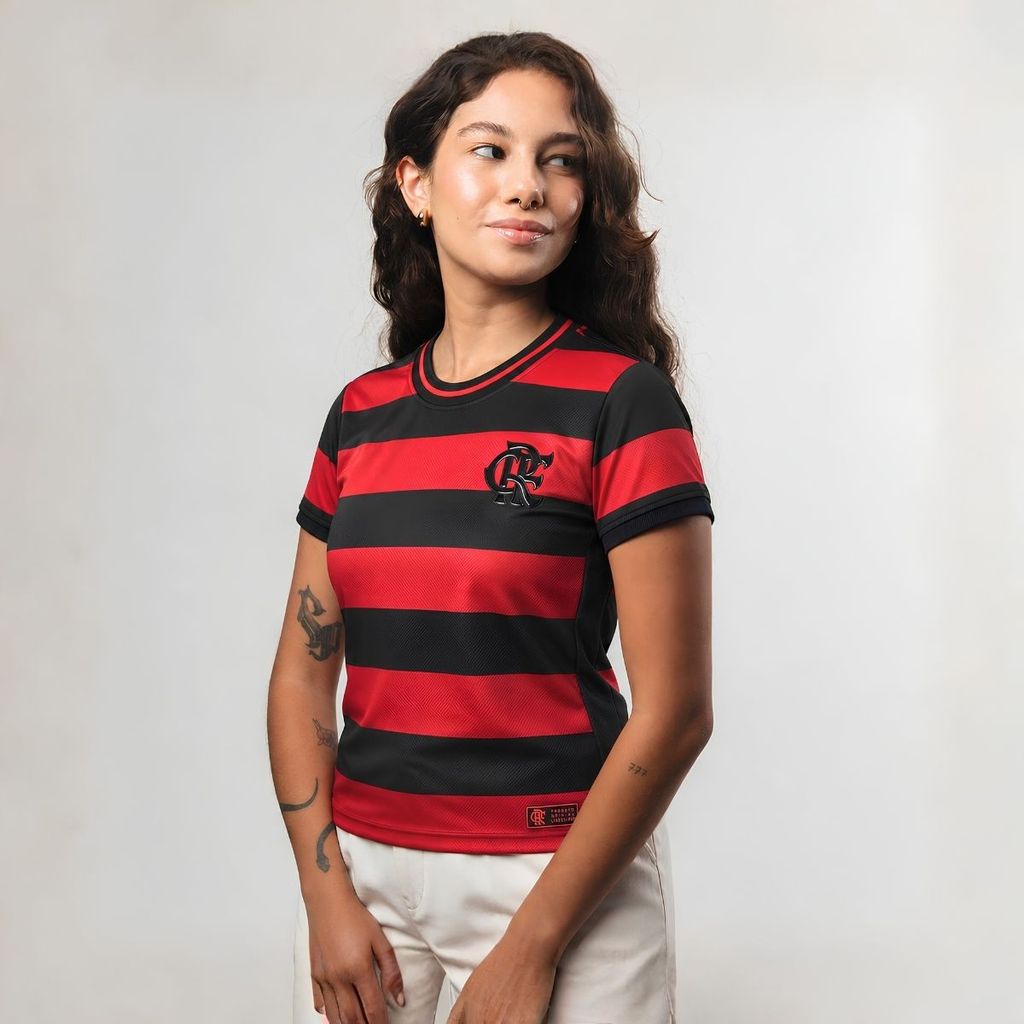 Imagem Camisa Babylook Flamengo Feminina Dry Oficial Licenciada Manga Curta Original CRF