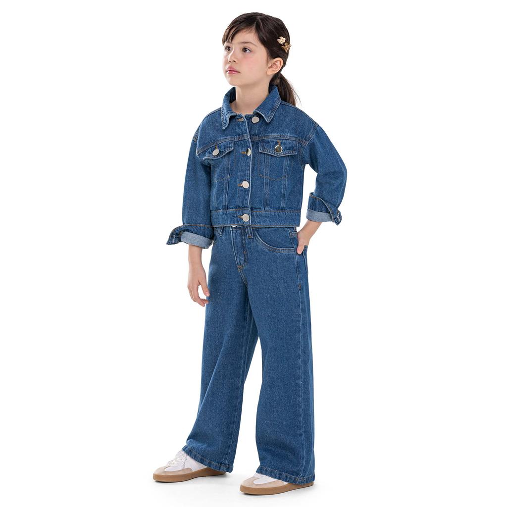 Calça Infantil Menina Jeans Pantalona Colorittá Azul
