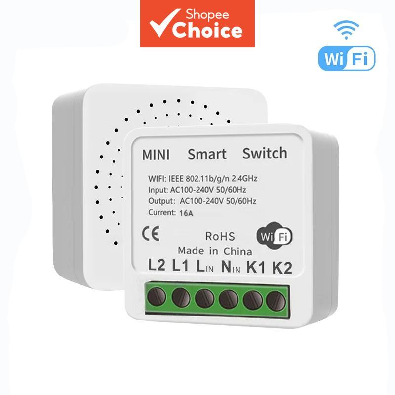 Interruptor de Luz Inteligente Tuya 2026 16A Mini DIY, compatível com o app Smart Life e assistentes de voz Google Home