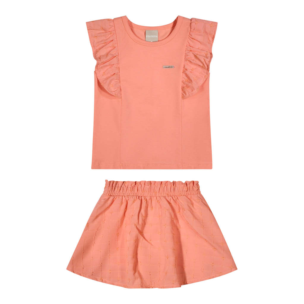 Conjunto Infantil Menina Com Babados Colorittá Laranja