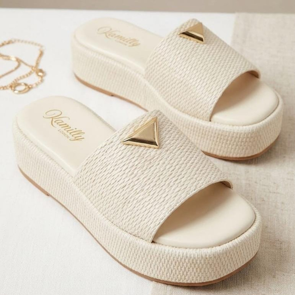 Sandália Feminina Tamanco Flat Plataforma Flatform Confortável Antiderrapante Macia Dia Dia