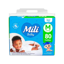 Fralda Mili Baby Tamanho M Pacote Giga 80 Unidades Descartáveis