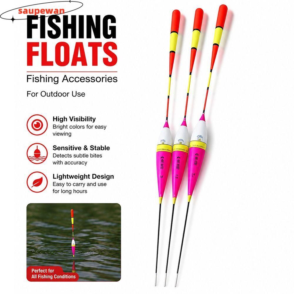 Conjunto De Flutuadores De Pesca SAUPEWAN 3 Peças , De Bóia Bobber De Cores Mistas , Acessórios Com Recurso De Vara Leve