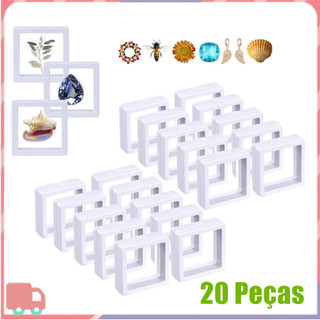3D Caixa Transparente Flutuante, Estojo para Moedas, 20 peças  branco Caixa para Anéis de Joias, Anti-Oxidação 7x7cm