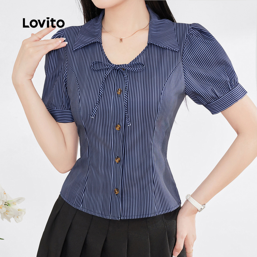 Lovito Casual Blusa De Festa Com Botões Frontais Ideal Para Primavera/verão L165ED669 · foto 2