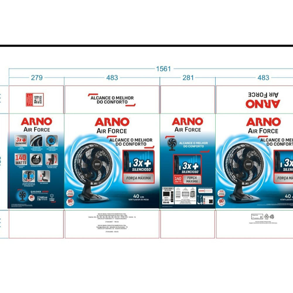 Ventilador de Mesa Arno VA46 Air Force  40cm 6 Pás