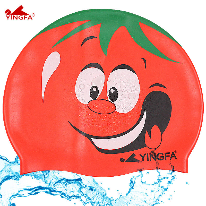 Menos de 8 anos de idade Yingfa touca de natação crianças silicone dos desenhos animados impresso touca de natação à pro