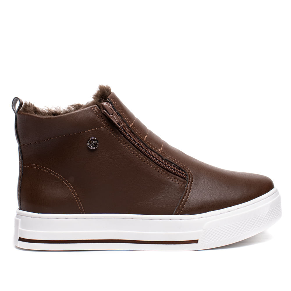 Tênis Feminino Via Marte Botinha Casual Marrom/Branco