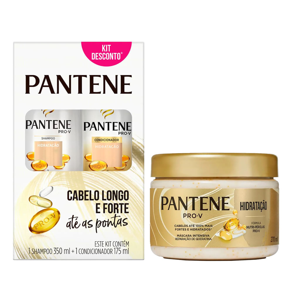Kit Pantene Hidratação Shampoo 350ml + Condicionador 175ml + Máscara Capilar Hid