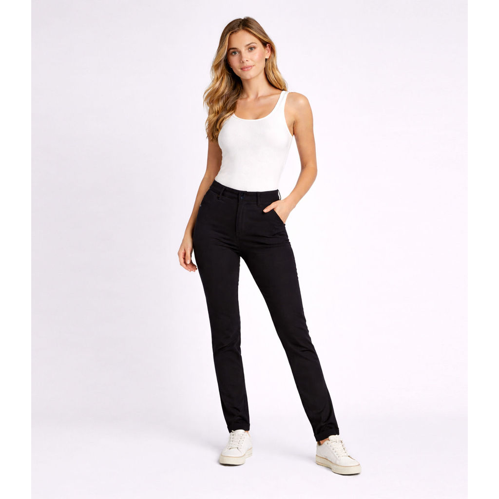 Calça Social Feminina Em Bengaline Sea Surf Preto