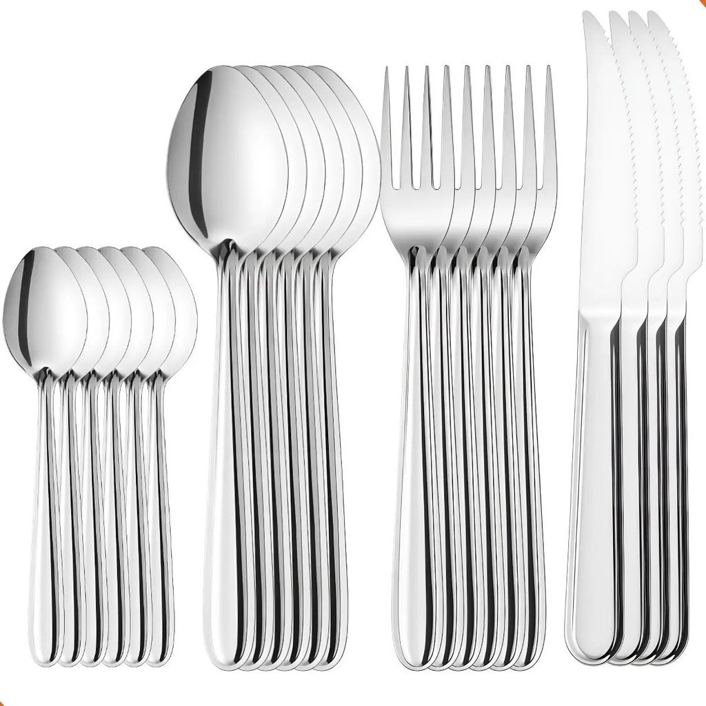 Kit Talheres 24 Peças Inox Premium Faca Garfo Colher Jantar Almoço Restaurante Faqueiro
