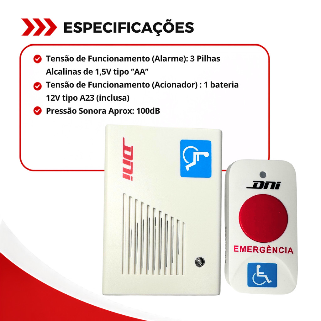 Kit 10 Alarme Campainha de Emergência para Banheiro PNE PCD e Idosos Sem Fio Bivolt DNI4241 · foto 2