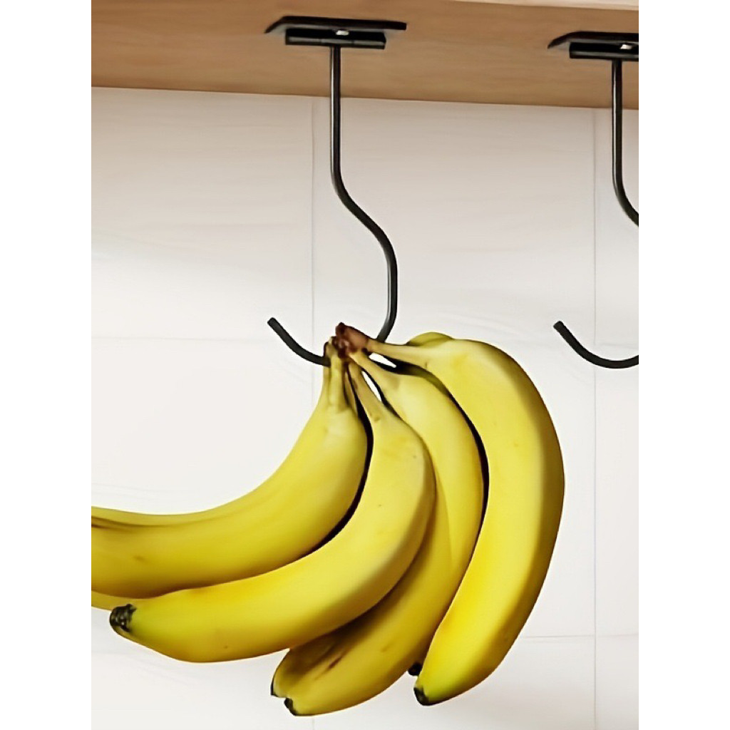Amazon novo estilo gancho de Banana multifuncional dobrável suporte de cozinha gancho de frutas com cola, parafusos