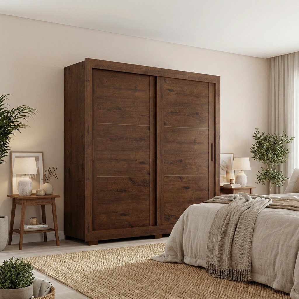 Guarda Roupa Casal Titanium 2 Portas de Correr 4 Gavetas Marrom/Jacaranda Jacaranda