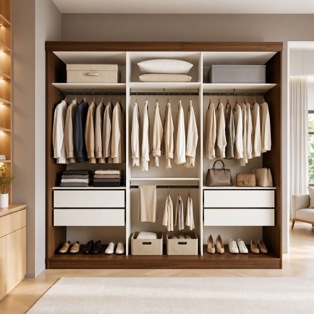 Closet Casal sem Portas 4 Gavetas Paris Yescasa Marrom/Freijó Freijó
