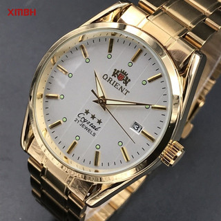 Relógio Mecânico Automático Masculino Orients, Relógio de Moda Dourado com Mostrador Grande 528 XM PP12