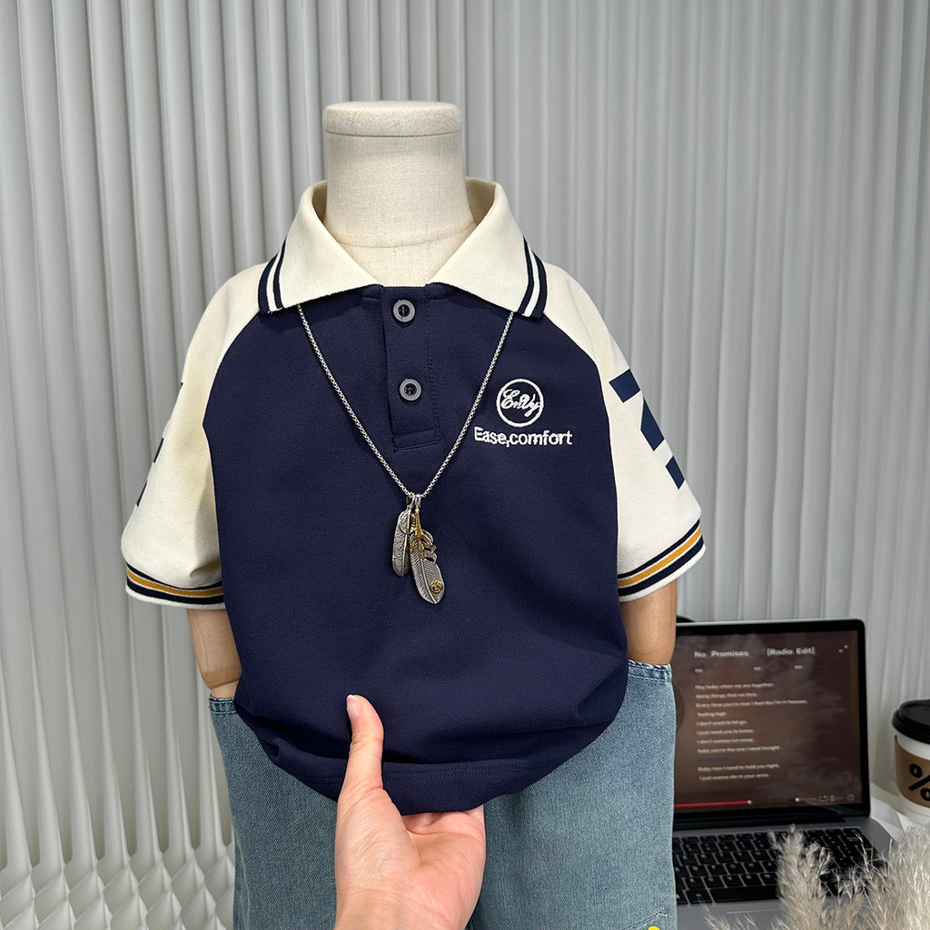 Verão meninos camiseta de manga curta 2026 novo estilo versão coreana pequenas crianças camisa polo médio grande criança