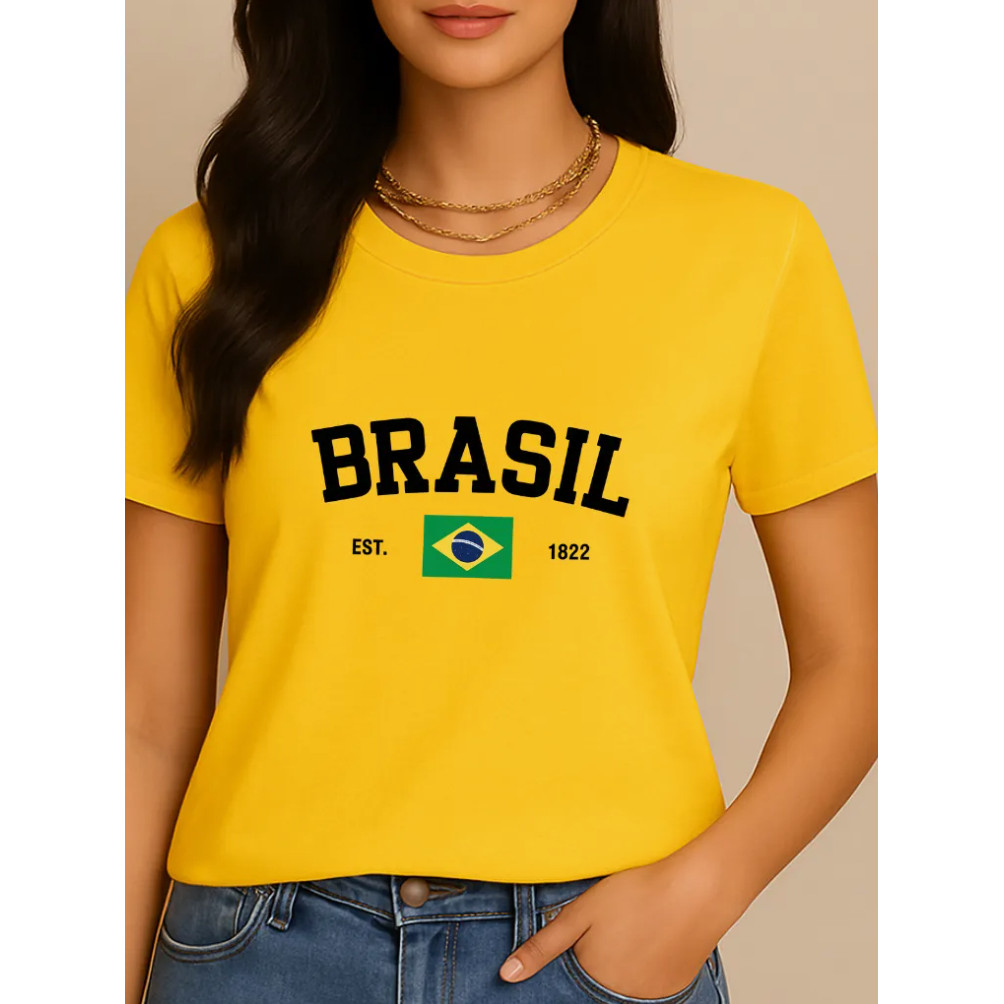 Camiseta do Brasil Algodão Unissex | Copa do Mundo | Seleção Brasileira Adulto e Infantil