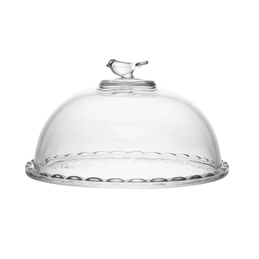 Queijeira Bird 20cm com Tampa Cristal Wolff para Cozinha Mesa Posta Decoração Sala Jantar Presente Sofisticada e Chiques