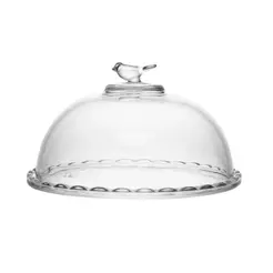 Queijeira Bird 20cm com Tampa Cristal Wolff para Cozinha Mesa Posta Decoração Sala Jantar Presente Sofisticada e Chiques