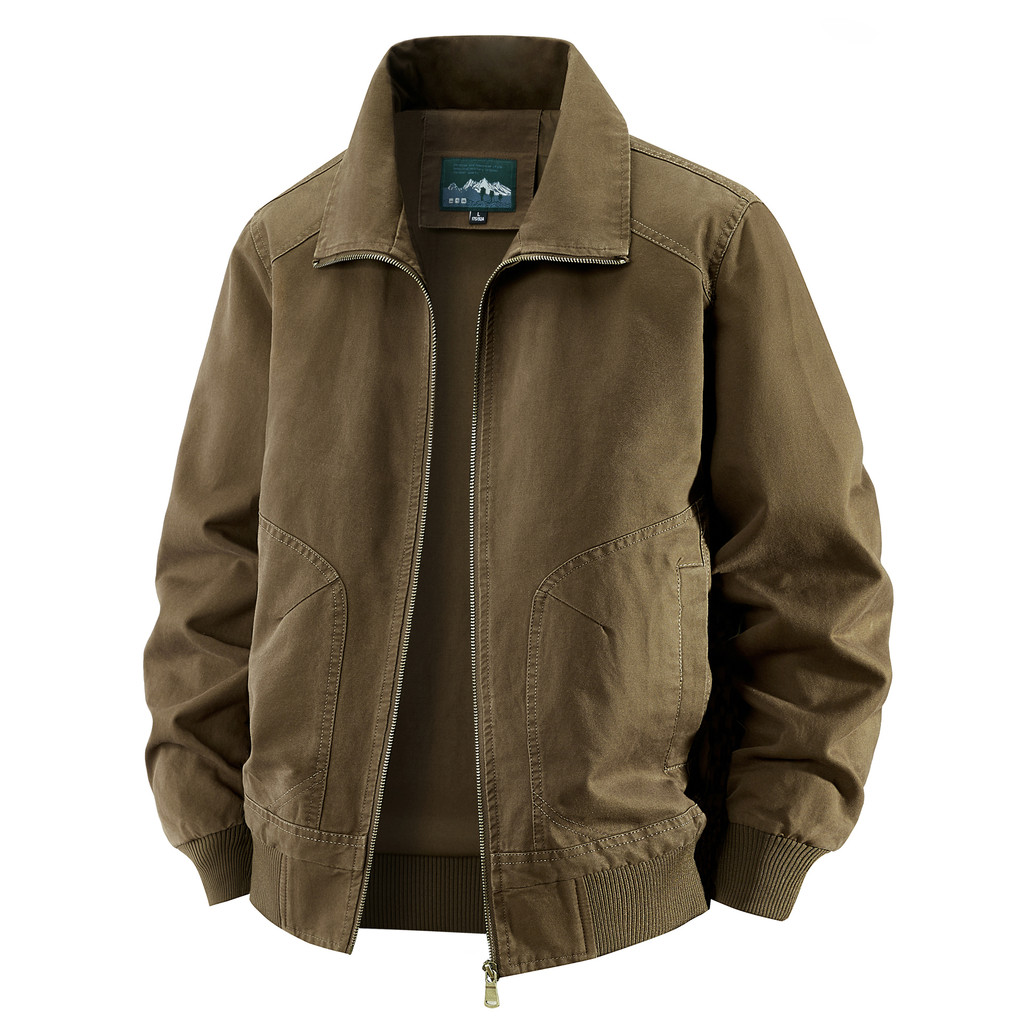 Jaqueta de lapela americana masculina primavera outono solta estilo geral jaqueta Bomber de algodão puro jaqueta Casual 