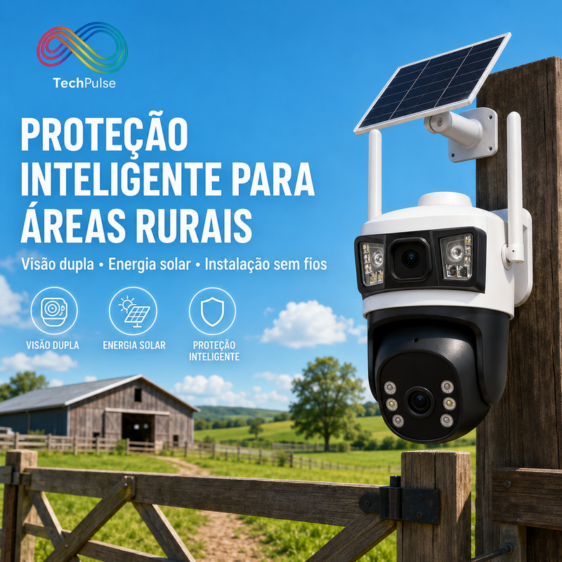 4G SMART SOLAR CAMERA WITH DUAL SCREEN, OUTDOOR SURVEILLANCE, AND MOTION DETECTION — imagem 2 de 2
