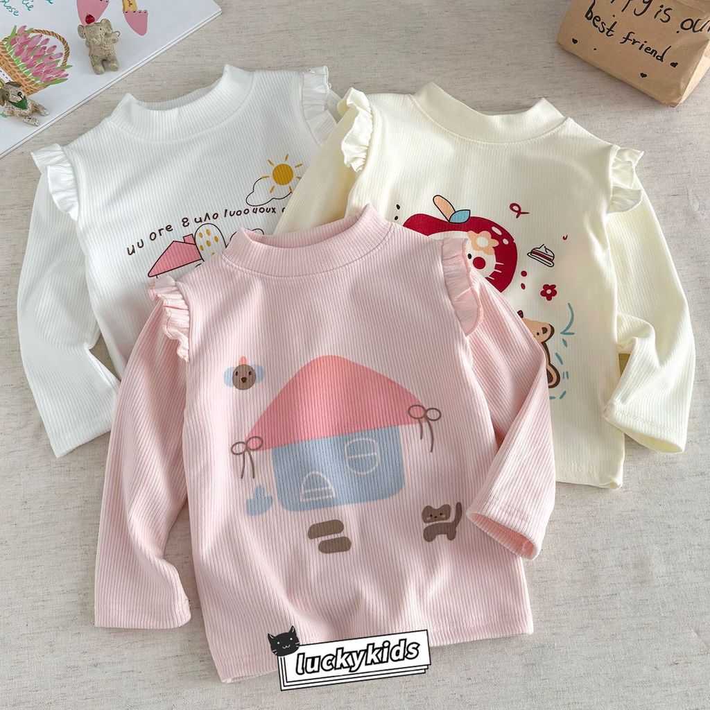 Novo Outono Crianças Meninas Dos Desenhos Animados Impressão Alargamento Manga Longa Camiseta Bonito Primavera Bebê Maci
