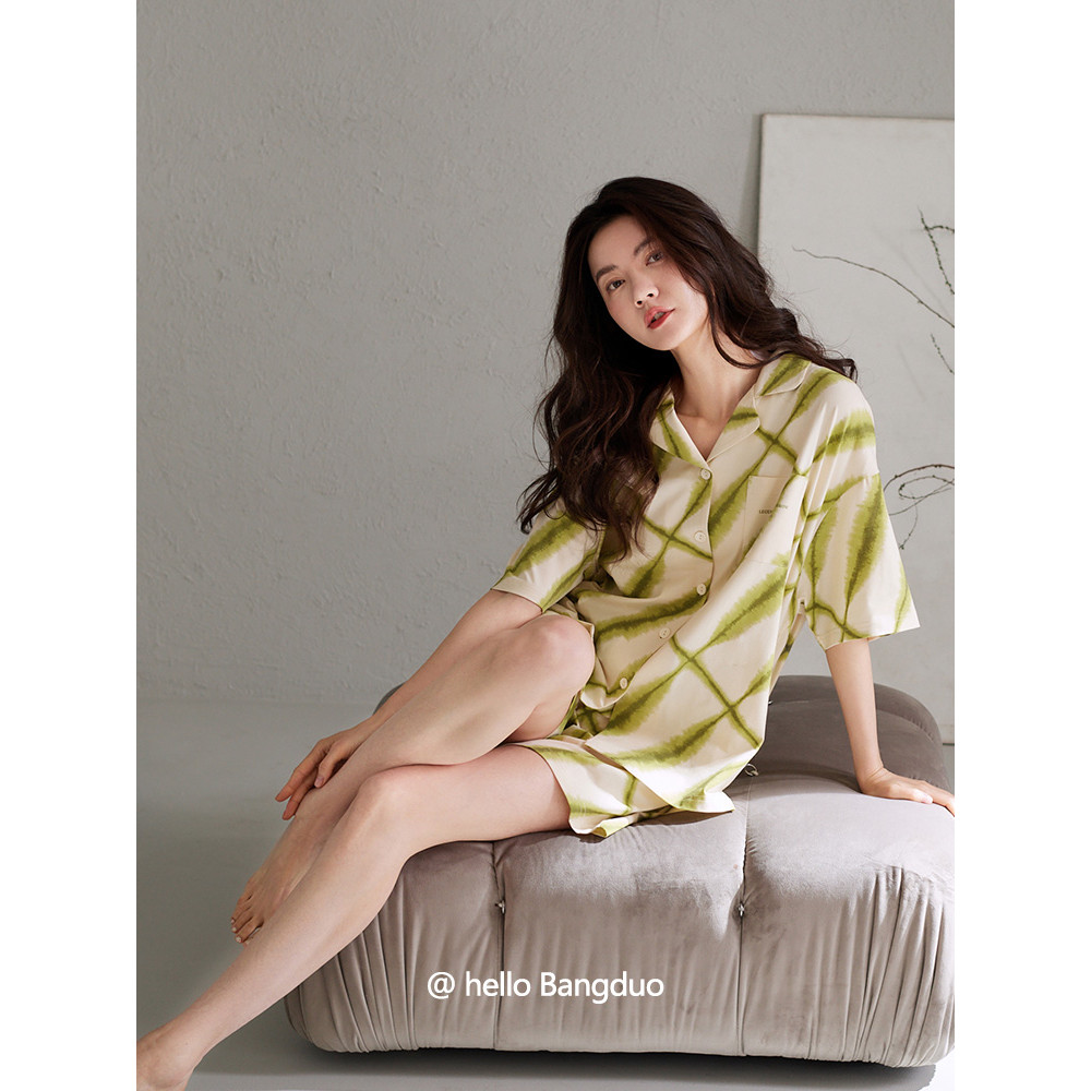 Pijamas femininos verão puro algodão Shorts de manga curta estilo fino verão Casual meia manga High-End sentimento pode 