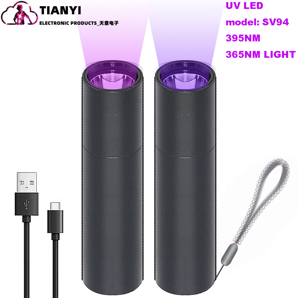 Lanterna ultravioleta tipo c recarregável pequena Mini luz roxa Material de liga de alumínio para Detector de dinheiro l