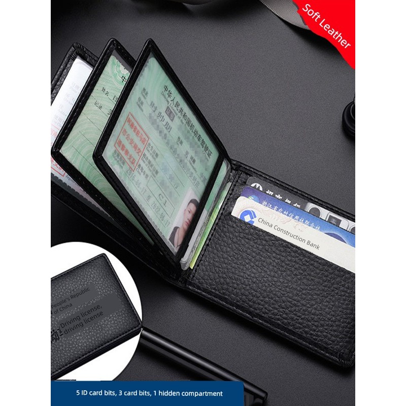 carteira masculina com ziper carteira masculina Carteira masculina curta carteira de motorista caso de couro genuíno mot