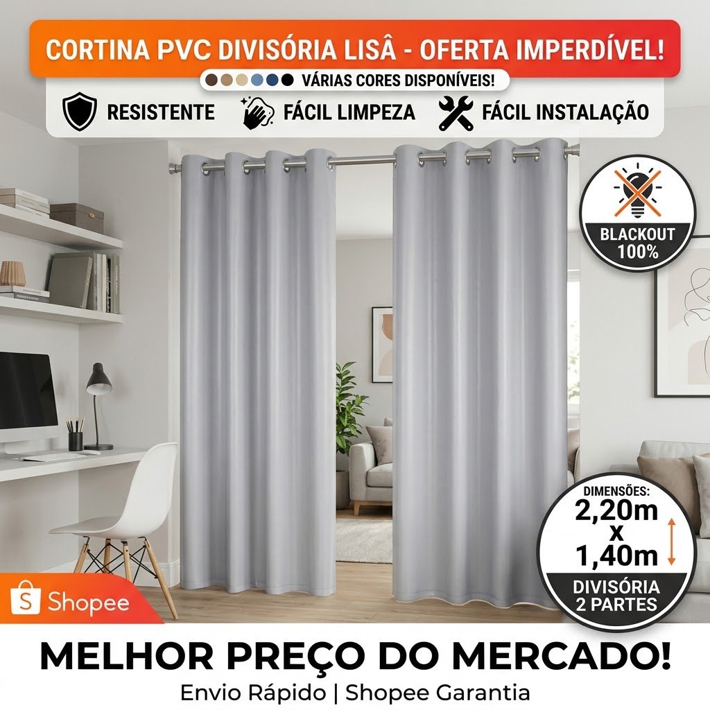 CORTINA BLACKOUT PVC 2,20 X 1,40 JANELA PARA SALA/QUARTO/ESCRITÓRIO