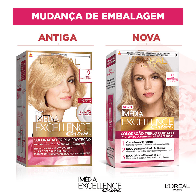 Kit Tintura Imédia Excellence L'Oréal Louro Muito Claro 9 · foto 2