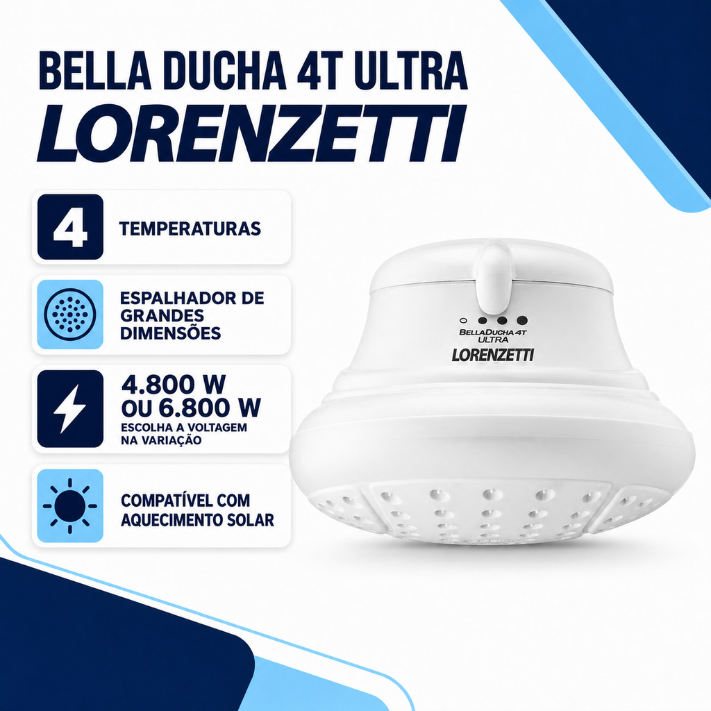 Chuveiro Lorenzetti Bella Ducha 4t Ultra 220v/127v 6800w/4800w Branco