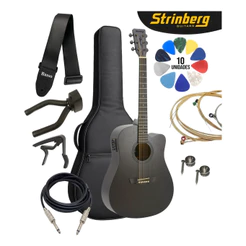 Kit Violão Eletroacústico Strinberg Fs4d Tos Folk Aço Tobacc