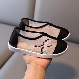 Meninos Hanfu sapatos de malha malha respirável velho pequim pano sapatos feitos à mão meninos traje antigo crianças sap